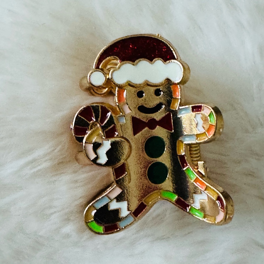 Gingerbread Man Mini Hair Claw Clip